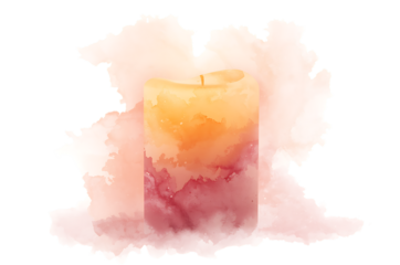 Abstract watercolor splash with warm orange and pink hues on black background