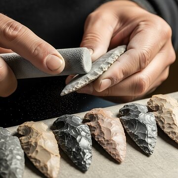 Crafting ancient tools detailed process of creating sharp stone arrowheads primitive handcrafting