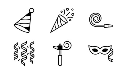 Celebration elements set balloon disco ball cake bunting confetti party decorations