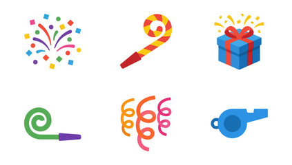 Celebration elements set colorful vector graphics isolated black