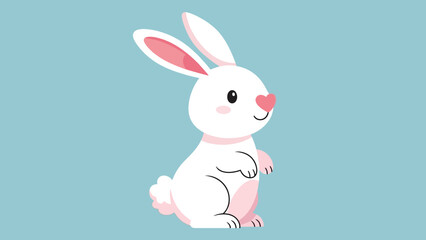 Fototapeta premium Adorable White Rabbit Vector Illustration with Pink Heart Accent, Perfect for Easter, Spring, and Cute Animal Designs