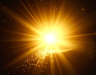 Obraz premium Intense golden light burst emanating, with sparkling particles