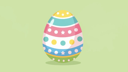 Colorful Easter Egg with Geometric Patterns Against a Pastel Green Background for Celebrations