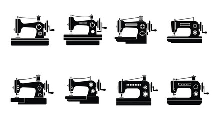 Collection of vintage sewing machines in different styles and perspectives