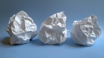 Fototapeta premium Three Crumpled Paper Sheets Forced Perspective