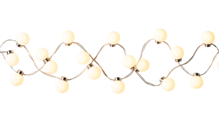 Decorative wire balls and string lights or Christmas and New Year cotton ball light garland image transparent