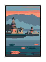 Peaceful Pagoda Temple Floating on Still Water at Twilight