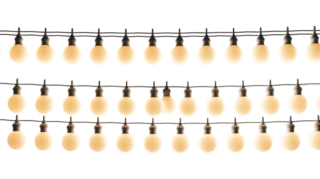 Decorative wire balls and string lights or Christmas and New Year cotton ball light garland image transparent background