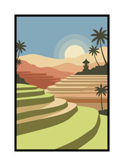 Golden Rice Terraces Curving Across Hills at Sunrise