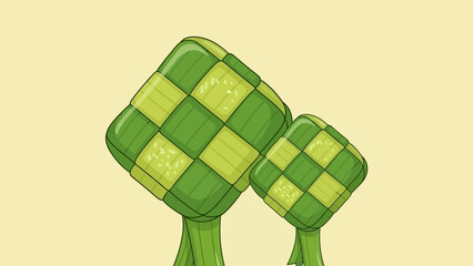 Ketupat Illustration Traditional Woven Rice Cake for Eid Celebration