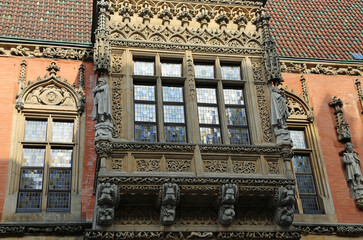 Rich decoration of southern windows - Town Hall - Wroclaw, Poland
