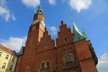 The tower of west facade - Town Hall - Wroclaw, Poland