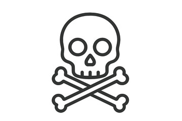 Simple black skull and crossbones warning sign representing danger or toxic poison