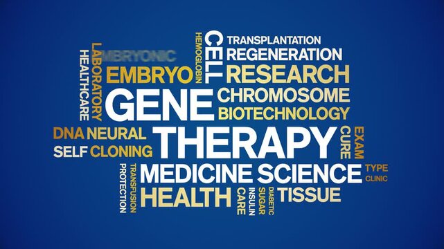 Gene Therapy animated word cloud-text design animation tag kinetic typography seamless loop.