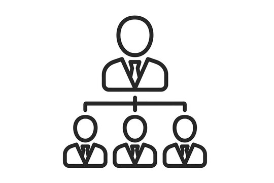 Corporate management structure showing team organization and reporting lines