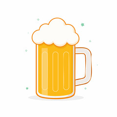 A cartoon illustration of a full beer mug with a thick layer of white foam, isolated on a white background with subtle blue sparkles.