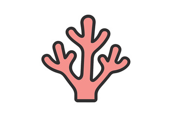 Obraz premium Stylized pink coral or underwater sea plant with thick black outline