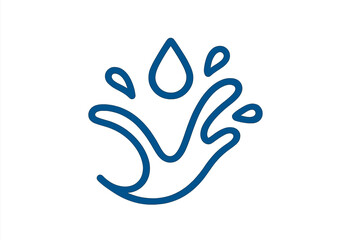 Obraz premium Dynamic blue line art graphic depicting a minimalist water splash with flying droplets and abstract movement