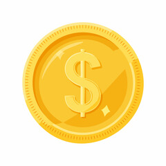 A shiny golden coin with a prominent dollar sign in the center, representing currency and wealth.