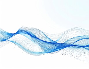 Blue, wavy mesh pattern floating on white