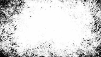 Distressed grunge texture frame with black noise on white background overlay Vector, illustration