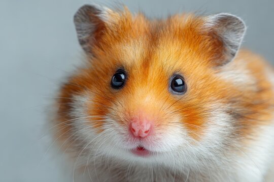 Close up of a cute hamster with vibrant fur looking curiously at the camera in a bright indoor setting during daylight - Powered by Adobe