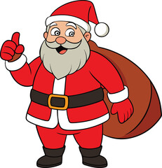 Santa Claus cartoon carrying a gift bag