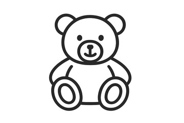 Naklejka premium Cute minimalist black outline teddy bear toy sitting down, perfect for children's themes