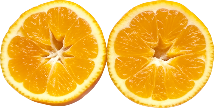 Two Halves of a Mandarin Orange Showing Juicy Interior Segments