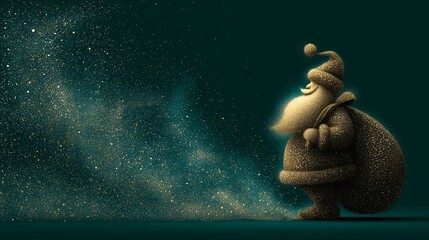  Sparkling glitter Christmas illustration with Santa profile and gift sack for branding commercial use