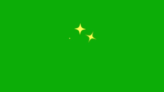 4K sparkling yellow star animation on green background