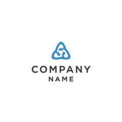 Blue triangle logo with recycling arrows and company name below.