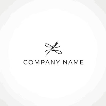 Elegant needle and thread logo design for a sewing or tailoring business, showcasing simplicity and craftsmanship.
