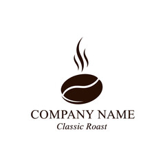 Elegant Coffee Bean Logo Design with Steaming Aroma for Classic Roast Brand.