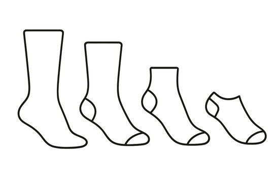 Various sock lengths outline including crew, ankle, and no-show styles