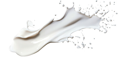 A dynamic splash of white liquid gracefully arcs across a pristine background. capturing the essence of fluid motion and purity. ideal for creative and culinary applications