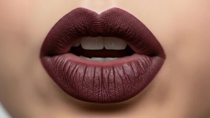 Applying bold maroon lipstick: stepbystep lip makeup process