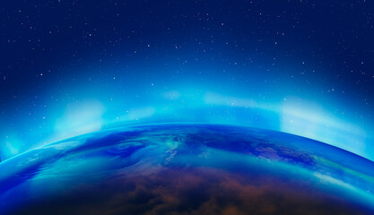 Northern lights aurora borealis over the planet Earth "Elements of this image furnished by NASA" © muratart