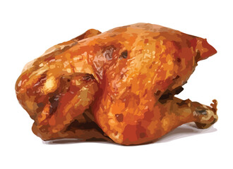 Vector illustration of a perfectly roasted whole chicken with crispy skin, ideal for culinary and food related designs.	