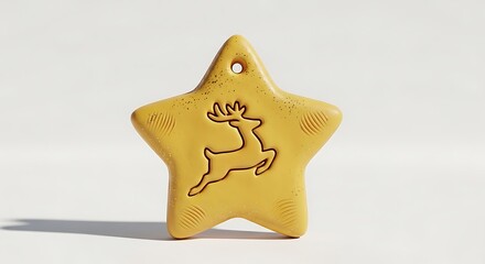 Star-shaped Christmas ornament with a reindeer design, festive decoration.