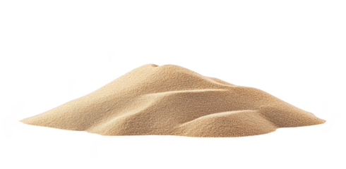 A close-up view of a small mound of fine beige sand. its smooth texture and subtle contours. set against a white background. ideal for use in design and artistic projects