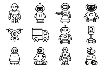 Robot icons drone bot icon delivery futuristic security vector healthcare telepresence service