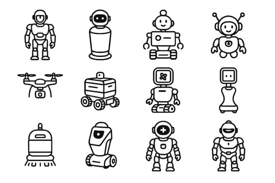 Companion service healthcare icon bot icons educational futuristic patrol security robot vector