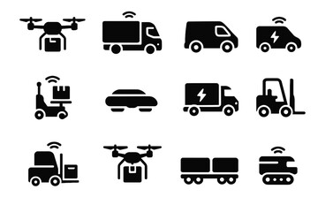 Vector mover smart virtual robot pod robotic pallet electric supply drone icon