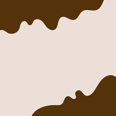  溶けたチョコレートのフレーム背景素材・可愛いブラウンカラーのドリップ模様