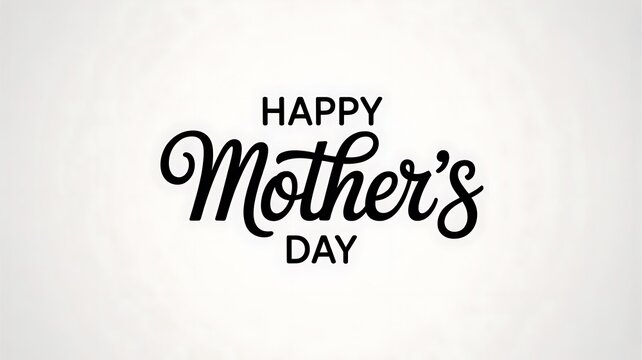 Happy mothers day elegant script typography isolated on white background