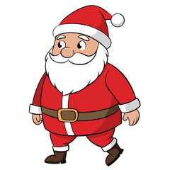 Cartoon Santa Claus smiling and holding a gift bag