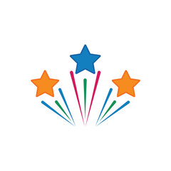 Colorful icon for sparkling of colorful stars