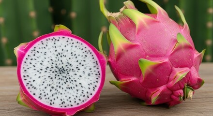 Close-up showcasing the vibrant textures of a dragon fruit, highlighting its intricate details