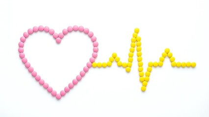 Heart health concept using pills as symbol of heartbeat and love